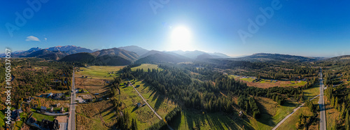 Obraz na płótnie Góry, Tatry Zachodnie w Polsce, panorama jesienią z lotu ptaka w salonie