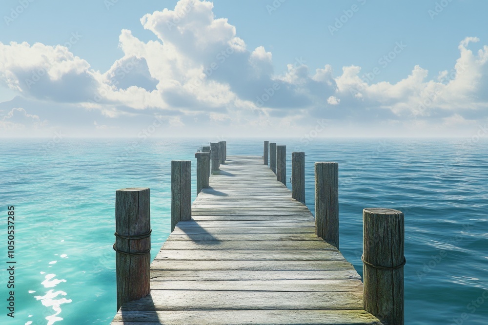 Fototapeta premium A wooden pier stretches out into the ocean