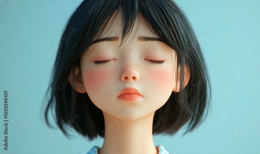 Sad Asian Girl Depressed and Disappointed Character with Closed Eyes in 3D Style, Expressing Emotional Sadness and Human Feelings, Ideal for Representing Vulnerability and Mental Health, Generative AI Sad Asian Girl Depressed and Disappointed Character with Closed Eyes in 3D Style, Expressing Emotional Sadness and Human Feelings, Ideal for Representing Vulnerability and Mental Health, Generative AI