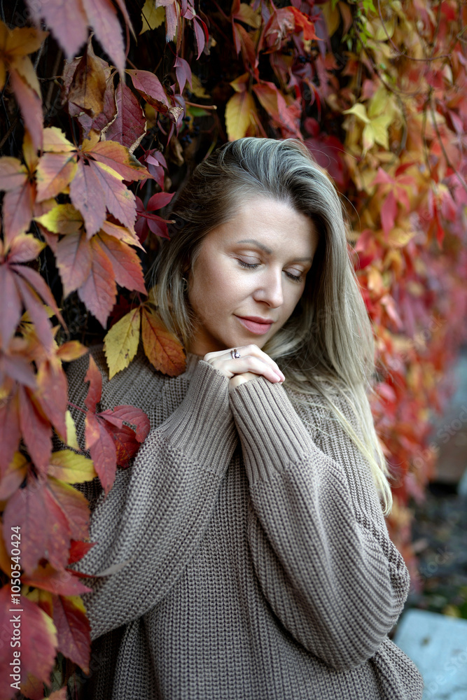 beautiful young woman on a walk in autumn beautiful young woman on a walk in autumn