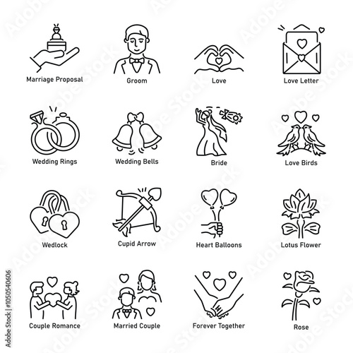 Collection of Linear Style Marry Me Icons 

 photo