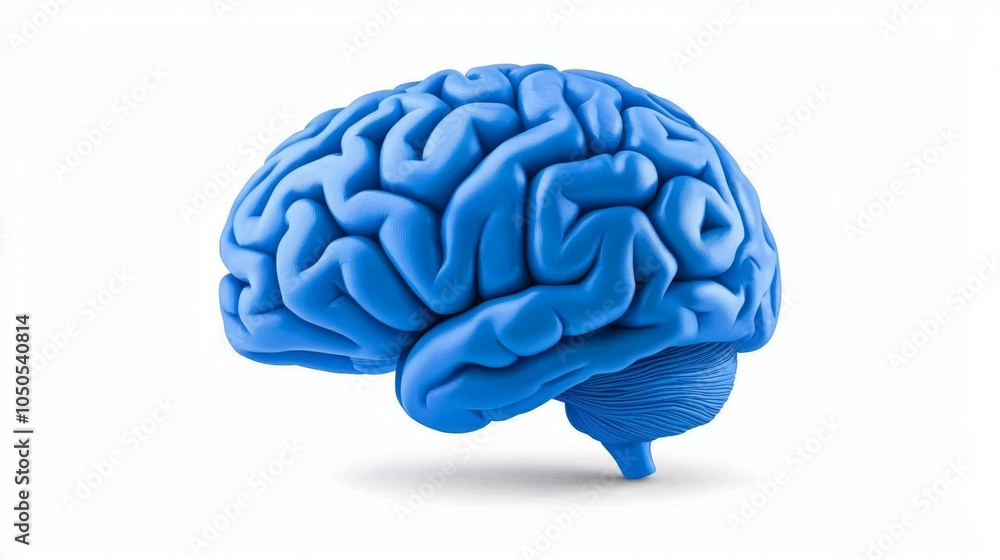 Blue Brain Model on White Background Blue Brain Model on White Background