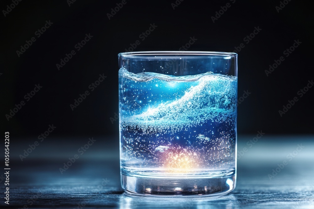 Clear Glass with Sparkling Water Front Angle Shot Clear Glass with Sparkling Water Front Angle Shot