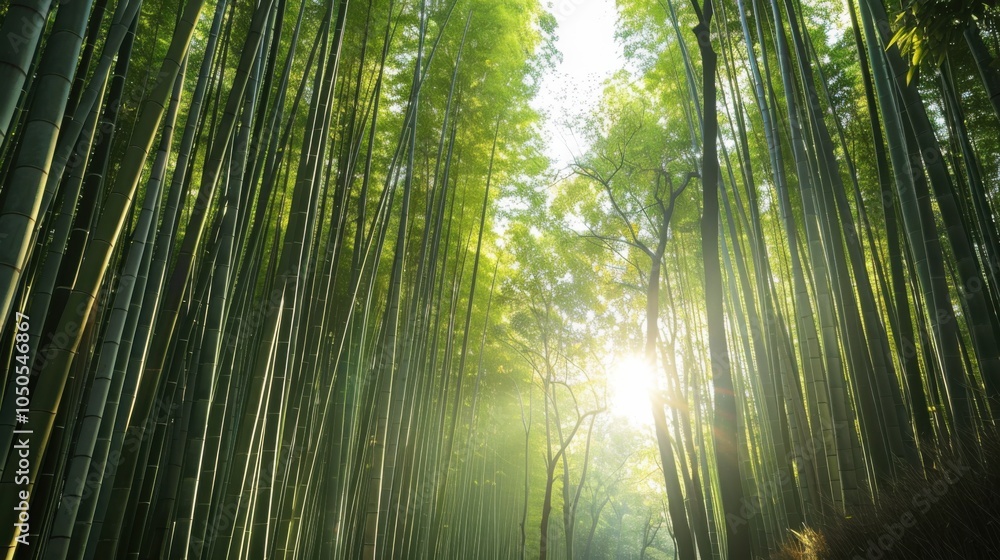 A serene view of the bamboo forests in Kyoto with sunbeams filtering through the tall, green stalks and a tranquil pathway winding through the grove, peaceful setting with soft greens and light A serene view of the bamboo forests in Kyoto with sunbeams filtering through the tall, green stalks and a tranquil pathway winding through the grove, peaceful setting with soft greens and light