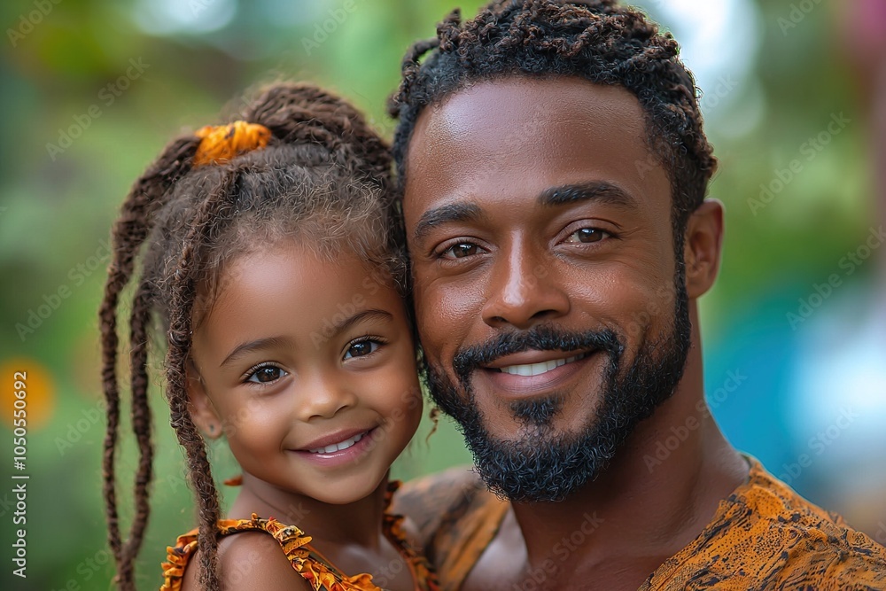 A smiling father holding his little girl, who wraps her arms around his neck as they enjoy a cheerful day together A smiling father holding his little girl, who wraps her arms around his neck as they enjoy a cheerful day together