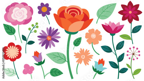 Simple vector illustration of flowers on transparent background.