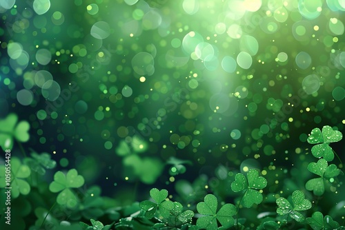 Happy St.Patrick's Day with shining Shamrock Background. elegant design