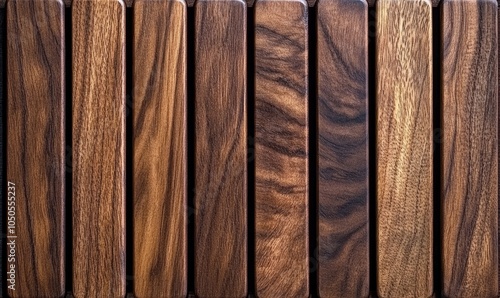 Wallpaper Mural high resolution texture of vertical walnut wood slats for elegant interior design, background or pattern use with natural grain detail, Generative AI Torontodigital.ca