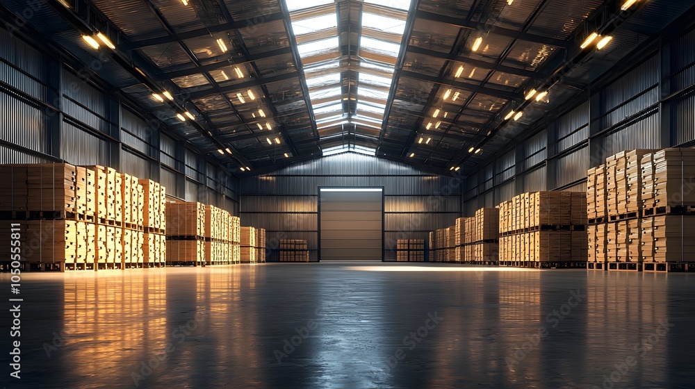 Modern Warehouse Interior with Efficient Layout Modern Warehouse Interior with Efficient Layout