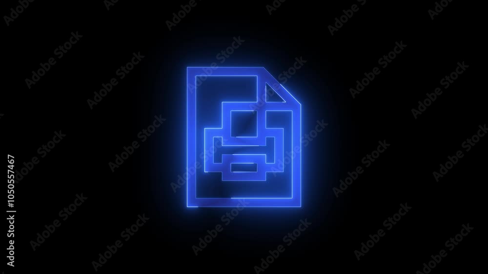 Printfax printer file stroke icon glowing neon animation Printfax printer file stroke icon glowing neon animation