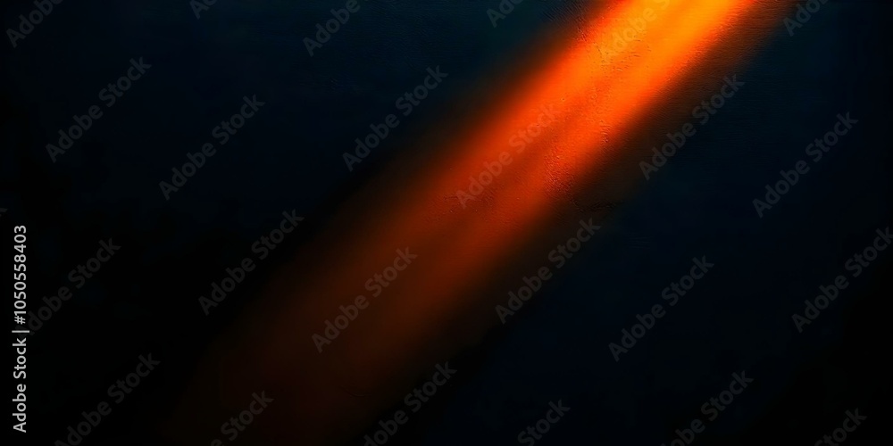 Fototapeta premium a wide orange beam of light radiating from the top left corner of a pitch-black canvas, gently fading out towards the edges create with ai