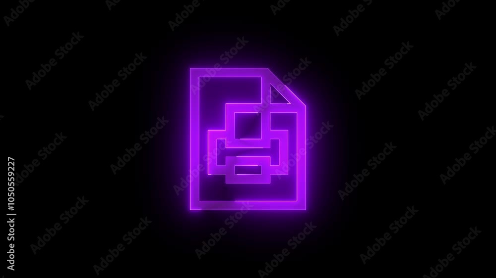 Printfax printer file stroke icon glowing neon animation Printfax printer file stroke icon glowing neon animation