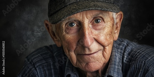 portrait of a senior with deep lines and detailed textures photo