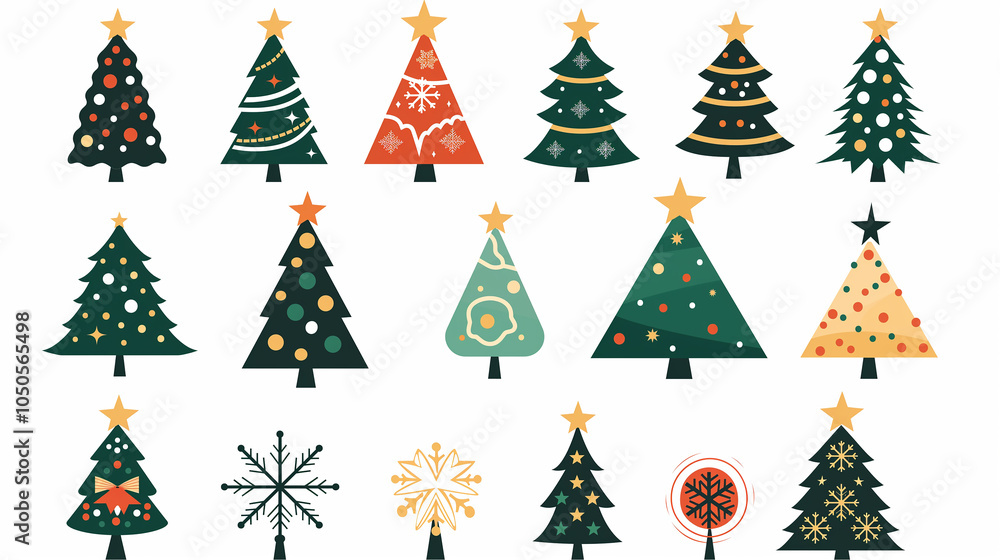 Obraz premium Set Of Christmas Tree Ornaments Festive Decor Collection