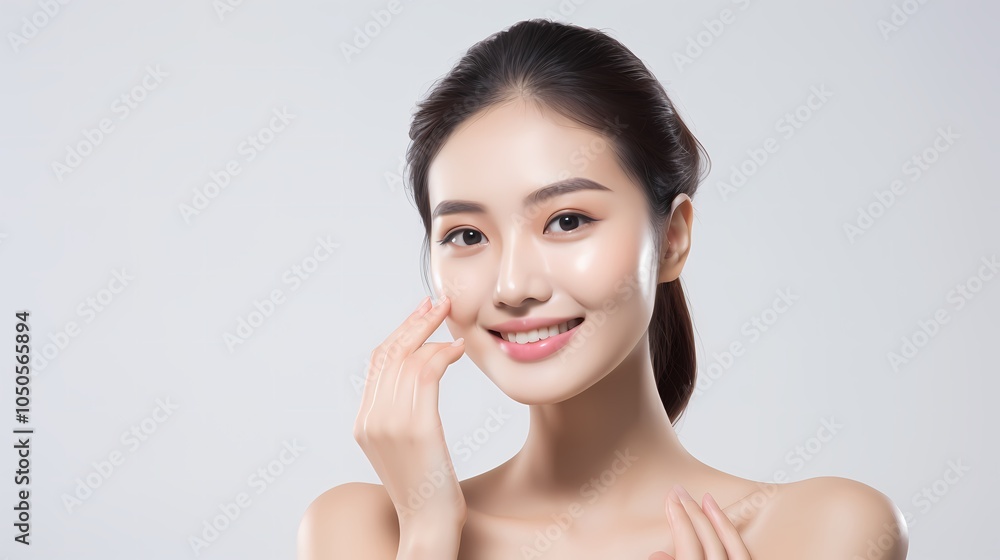 Portrait of a woman with a serene expression, symbolizing beauty and elegance. Portrait of a woman with a serene expression, symbolizing beauty and elegance.