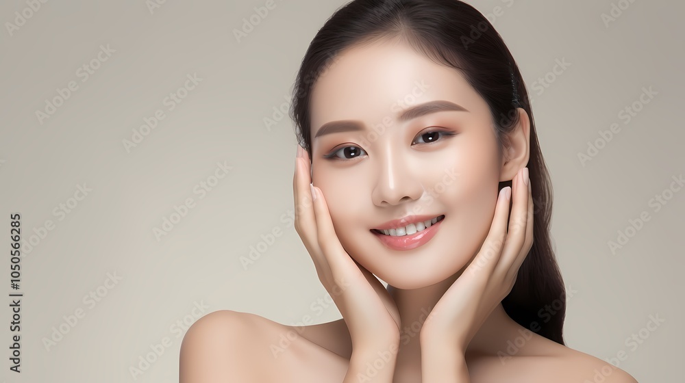 Portrait of a woman with a serene expression, symbolizing beauty and elegance. Portrait of a woman with a serene expression, symbolizing beauty and elegance.