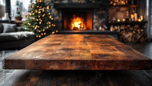 Wallpaper Mural Cozy Christmas Table and Fireplace with Room for Text Torontodigital.ca