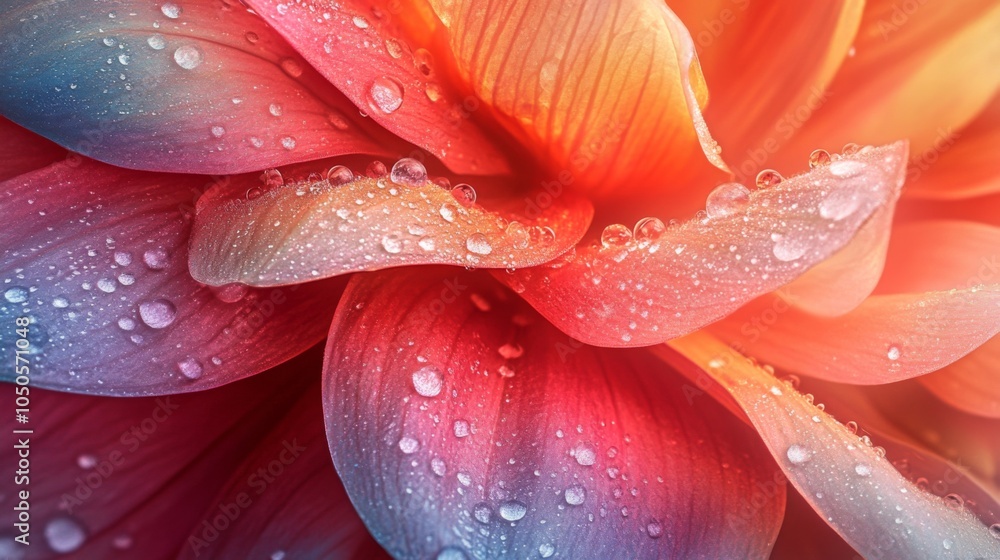 Close-Up of Colorful Flower Petals with Water Drops Close-Up of Colorful Flower Petals with Water Drops