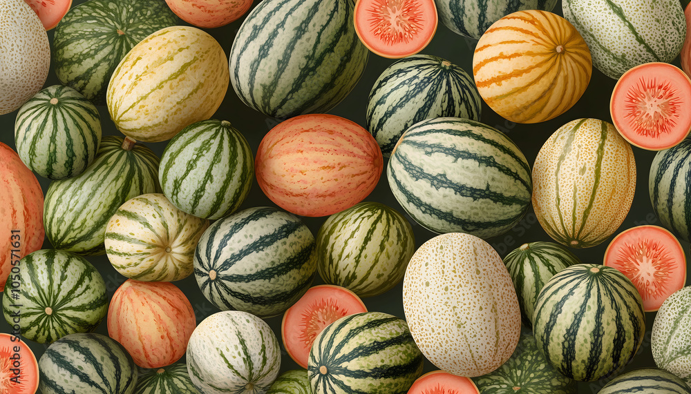 Various melons scattered around Various melons scattered around