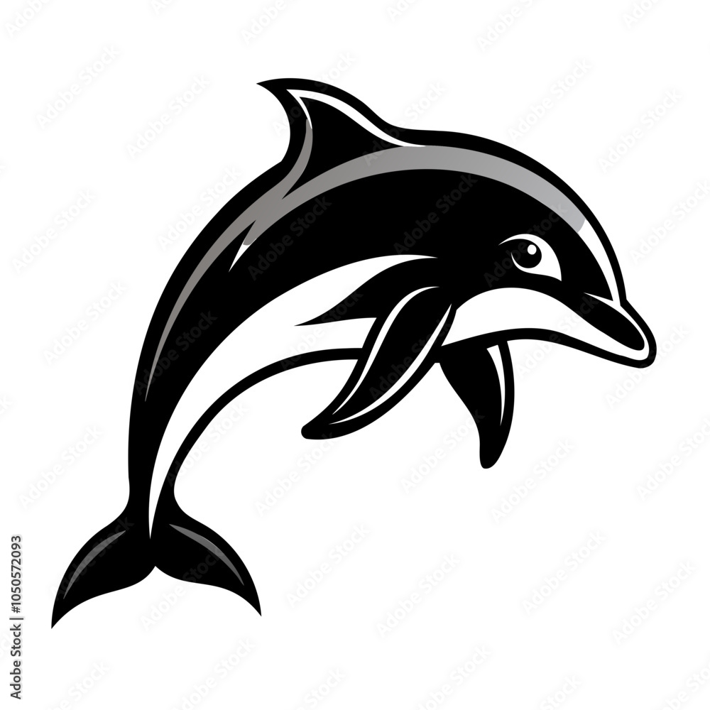 Naklejka premium Dolphin vector illustration black silhouette with transparent background