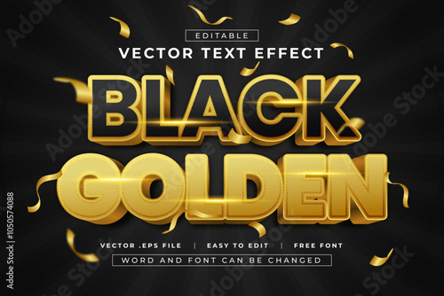 Vector Black Golden editable text effect