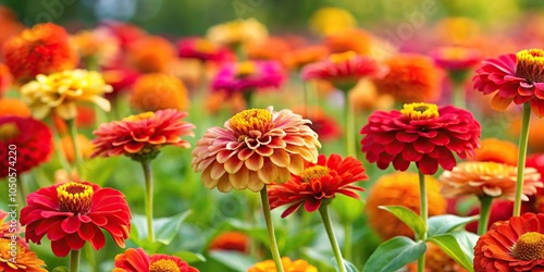 vibrant wallpaper of common zinnia red and yellow flowers