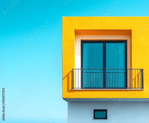 Modern apartment buildings on a sunny day with a blue sky. Facade of a modern apartment building