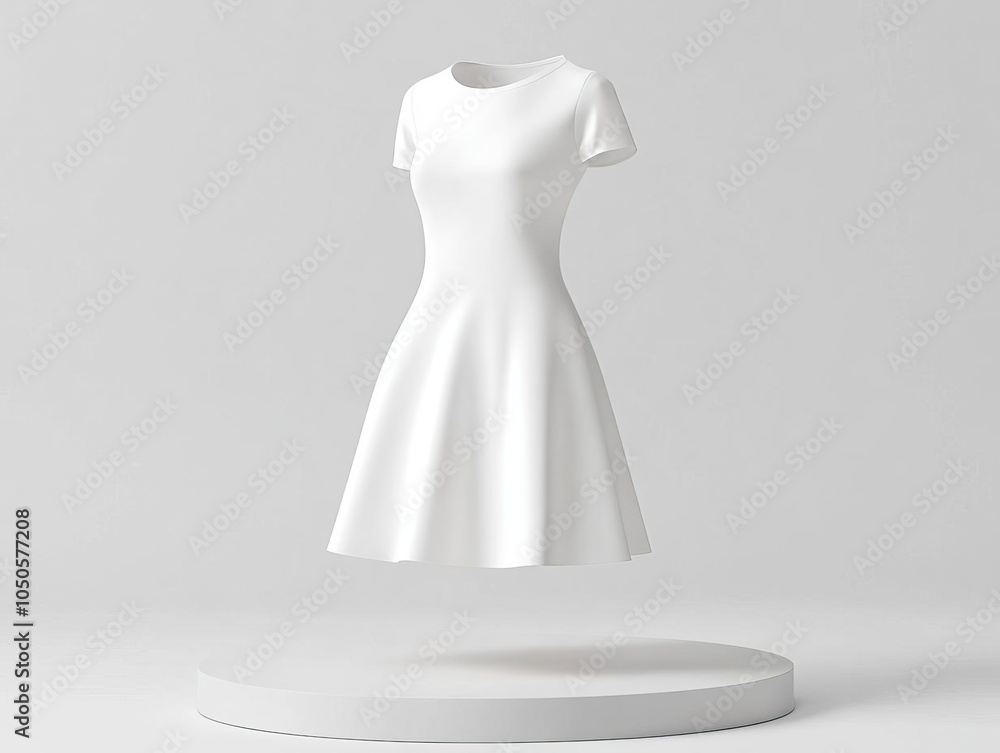 3D blank women s dress mockup on a rotating platform, customizable fabric and color, blank women s dress, interactive product visualization 3D blank women s dress mockup on a rotating platform, customizable fabric and color, blank women s dress, interactive product visualization