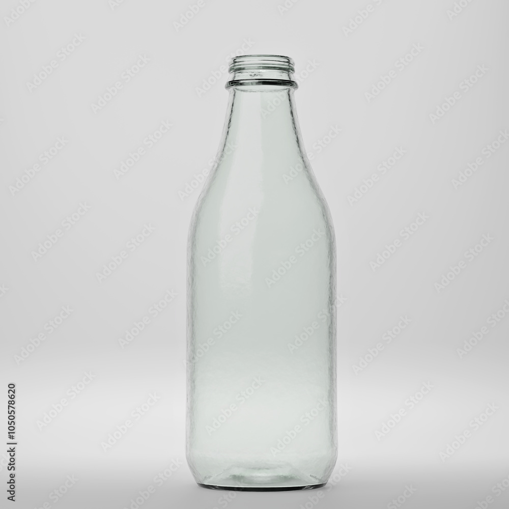 Clear empty glass bottle on white background Clear empty glass bottle on white background