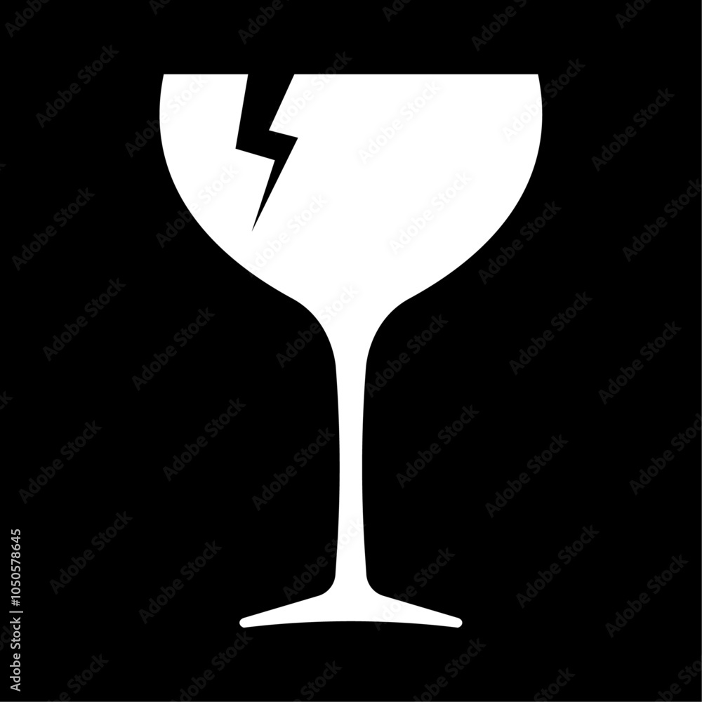 Fragile icon. Broken wine glass as symbol of fragile cargo. Vector Illustration Fragile icon. Broken wine glass as symbol of fragile cargo. Vector Illustration