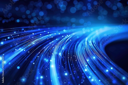 Blue light streak, fiber optic, speed line, futuristic background for 5g or 6g hi tech