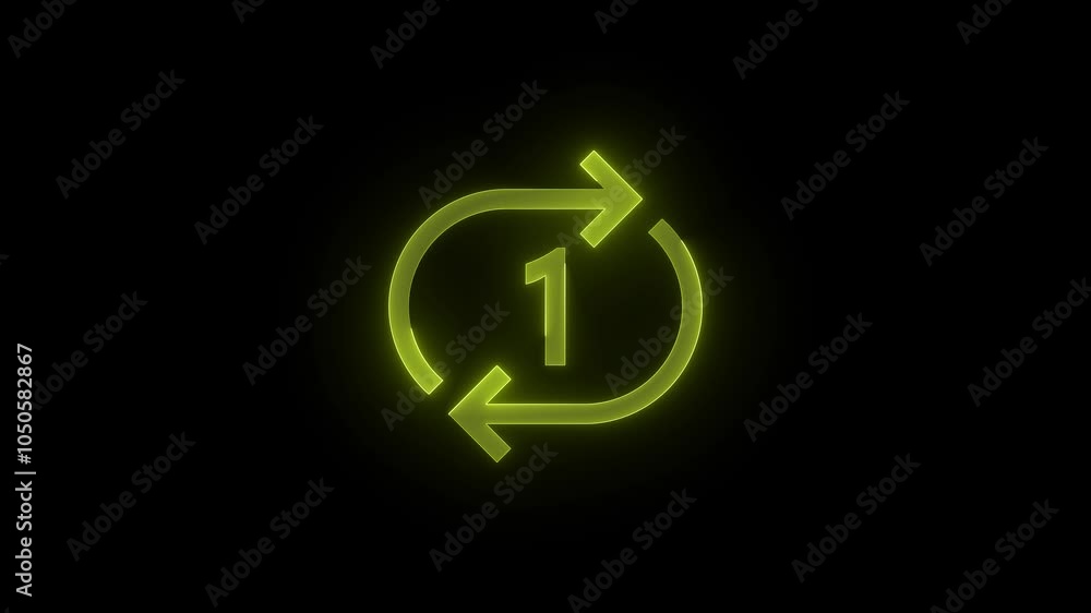 Repeat one stroke icon glowing neon animation Repeat one stroke icon glowing neon animation