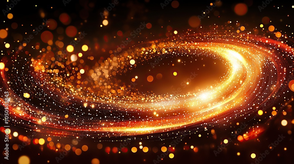 Golden spiral particles with black background Golden spiral particles with black background