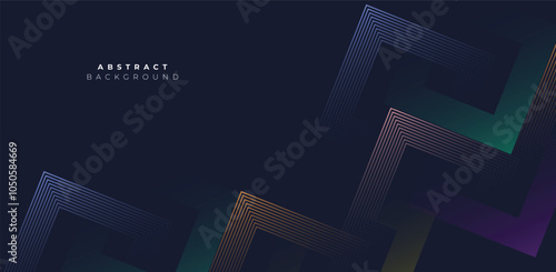 Gradient Flowing Stock Line Waving Particle Geometric Abstract Background. Modern Futuristic Rectangle Wavy Lines Pattern Background Concept For Science, Music Cover, Website, Header, Banner