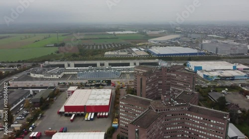 Aerial view of the shopping malls section in Weiterstadt, Hesse, Germany. photo