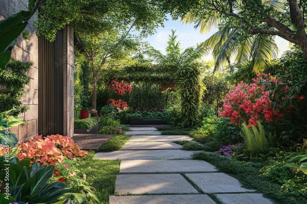 Obraz premium A beautiful garden filled with various plants and flowers