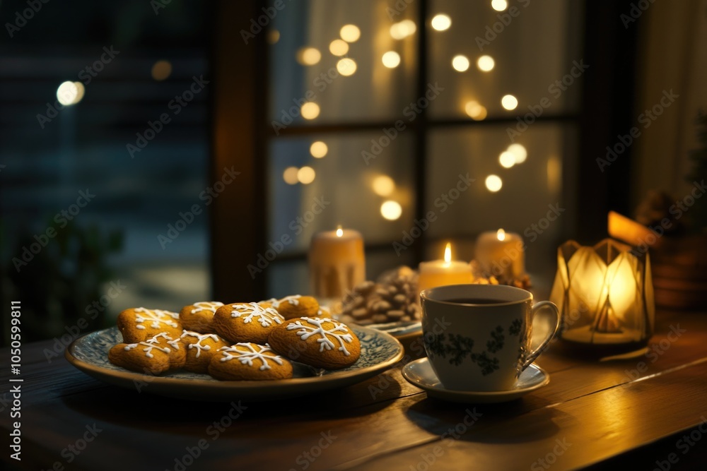 Breakfast or snack with donuts and a cup of coffee Breakfast or snack with donuts and a cup of coffee