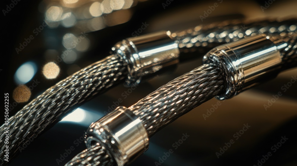 Naklejka premium A close-up shot of two cables on a table, often used in technology and office settings