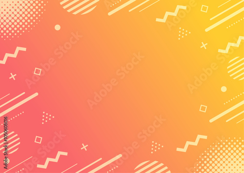 POPな幾何学模様のフレームイラスト_オレンジ
