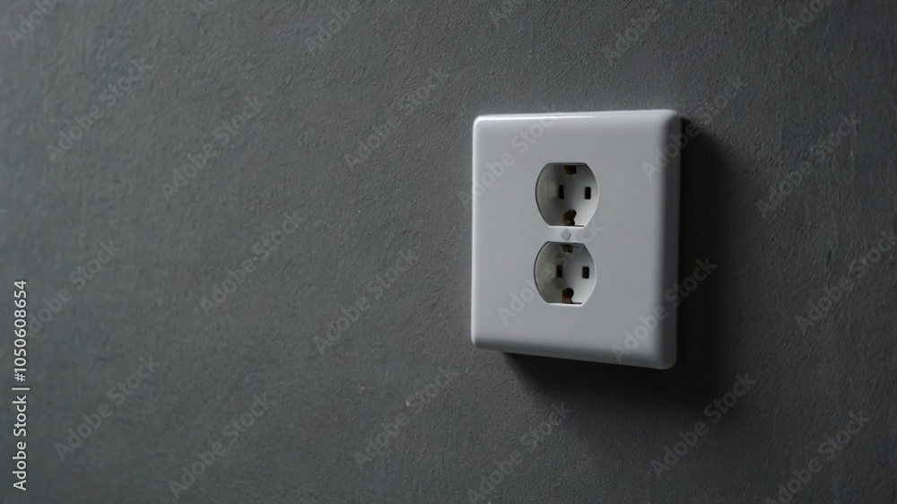pristine white electrical socket is mounted on a smooth, grey concrete wall, which is bare and unadorned. The cement surface is cold and industrial, adding to the minimalist aesthetic pristine white electrical socket is mounted on a smooth, grey concrete wall, which is bare and unadorned. The cement surface is cold and industrial, adding to the minimalist aesthetic