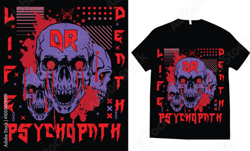 Streetwear edgy skull aesthetic skeleton hand earth butterfly typography text awesome retro, dark evil horror streetwear edgy t-shirt design, Streetwear edgy urban t-shirt design