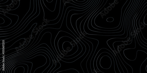 Abstract light pattern Vector illustration. Topographic map background concept. Vibrant neon lights pulsating patterns. Colorful topography contour lines isolated on black background.	