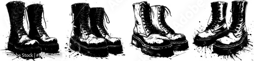 Inked drawing of a pair of goth boots vector illustration