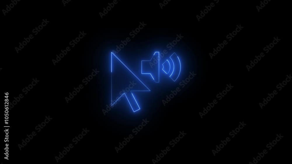 Neon clicked out loud solid bold icon glowing black background animation Neon clicked out loud solid bold icon glowing black background animation