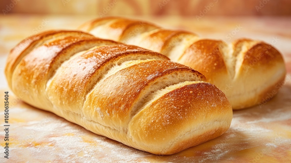 Freshly Baked Artisan Bread Loaves on Rustic Table Freshly Baked Artisan Bread Loaves on Rustic Table