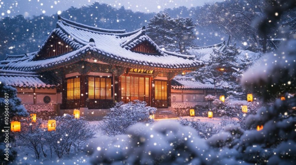 Snowy Korean Temple Snowy Korean Temple