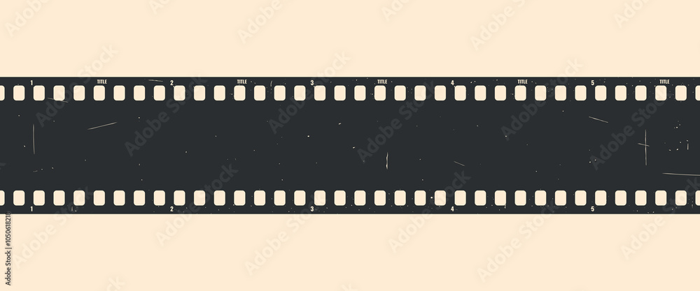 Obraz premium Vintage movie film strip. Film strip with grunge texture. Cinema and filmmaking concept. Vector illustration