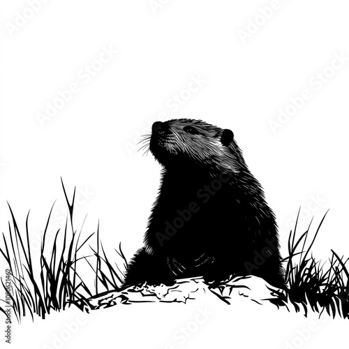 Beaver Silhouette, Illustra...