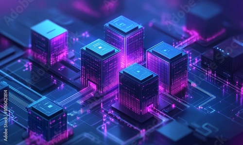 Abstract Visualization of Container Orchestration Platforms in Cybersecurity Data Centers with Networked Servers and Digital Interfaces, Generative AI