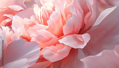 Elegant Peony Petals with Soft Pink Hues Blurred Background